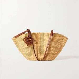 LOEWE
Shell small leather-trimmed raffia tote